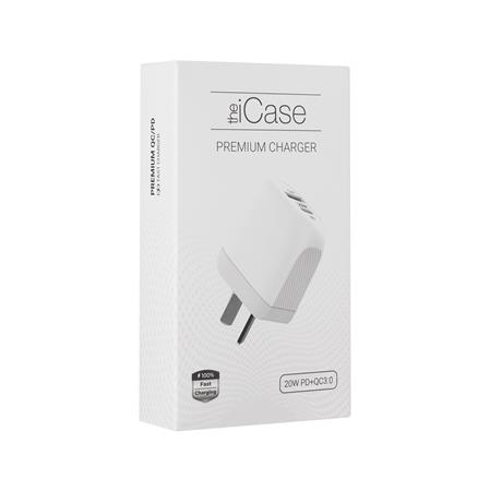Cargador Carga Rápida Icase Doble entrada USB - Tipo C 20W Blanco